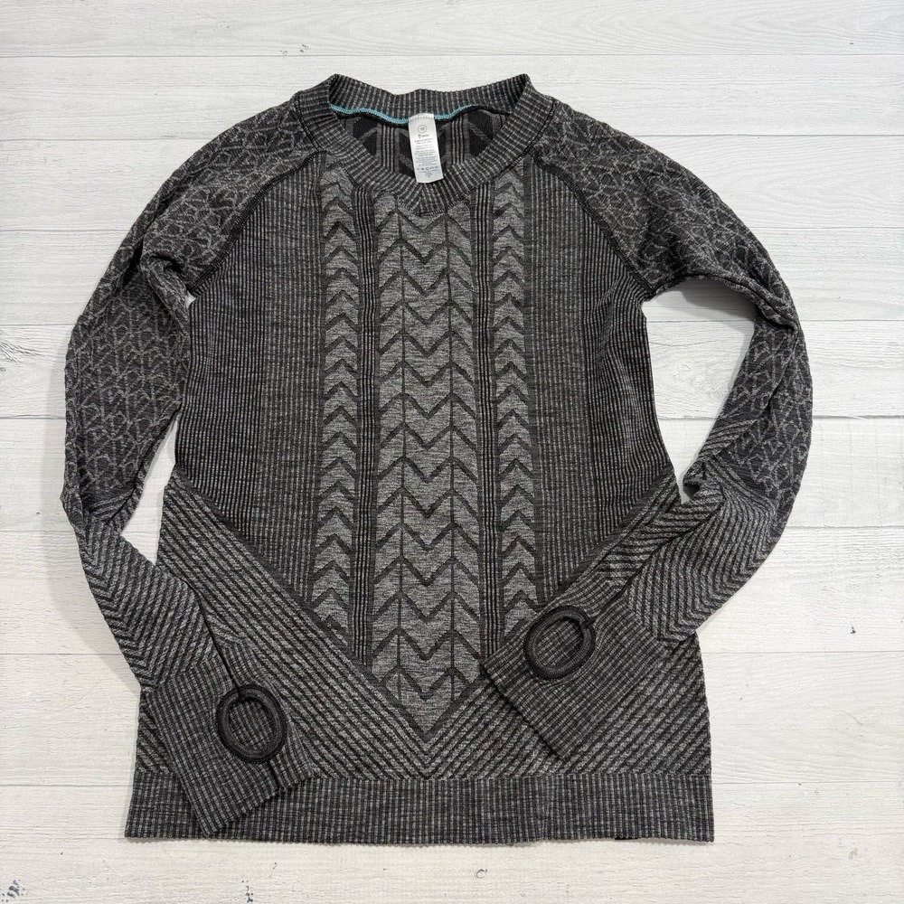 Ivivva By Lululemon Girls Top‎ Gray Long Sleeve Stretch Performance size 10